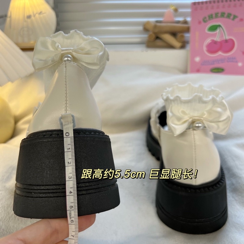 Giày lolita nữ độn đế cao quai chun nhún,Giày da ulzzang nữ phong cách Hàn Quốc LT58