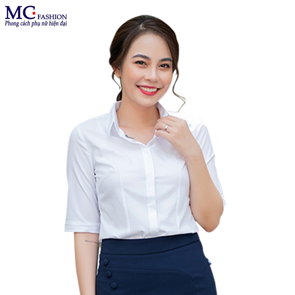 Áo sơ mi nữ trắng tay lỡ mc fashion a280