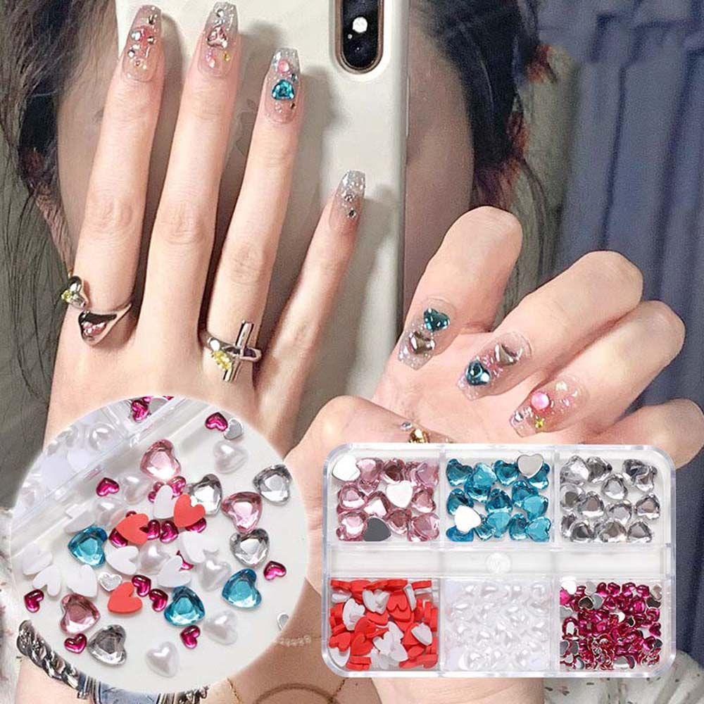 Phụ Kiện Trang Trí Móng Nghệ Thuật Hình Trái Tim Siêu Lấp Lánh 3D|Bảng Màu Phấn Mắt Nhiều Màu Sắc Kết Hợp Thời Trang|Phụ Kiện Trang Trí Móng Tay Nghệ Thuật