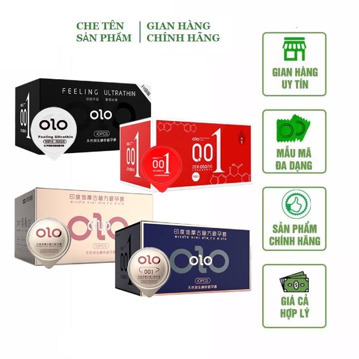 Bao cao su olo 001 siêu mỏng hộp 10 chiếc Nakisa an toàn chất lượng