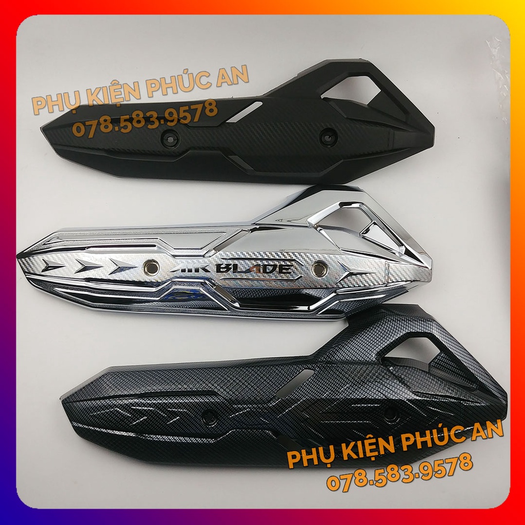 Ốp che ống pô xe Airblade AB năm 2016 2017 2018 2019 - pát bô cách nhiệt ống xả air blade đen nhám xi inox crom carbon