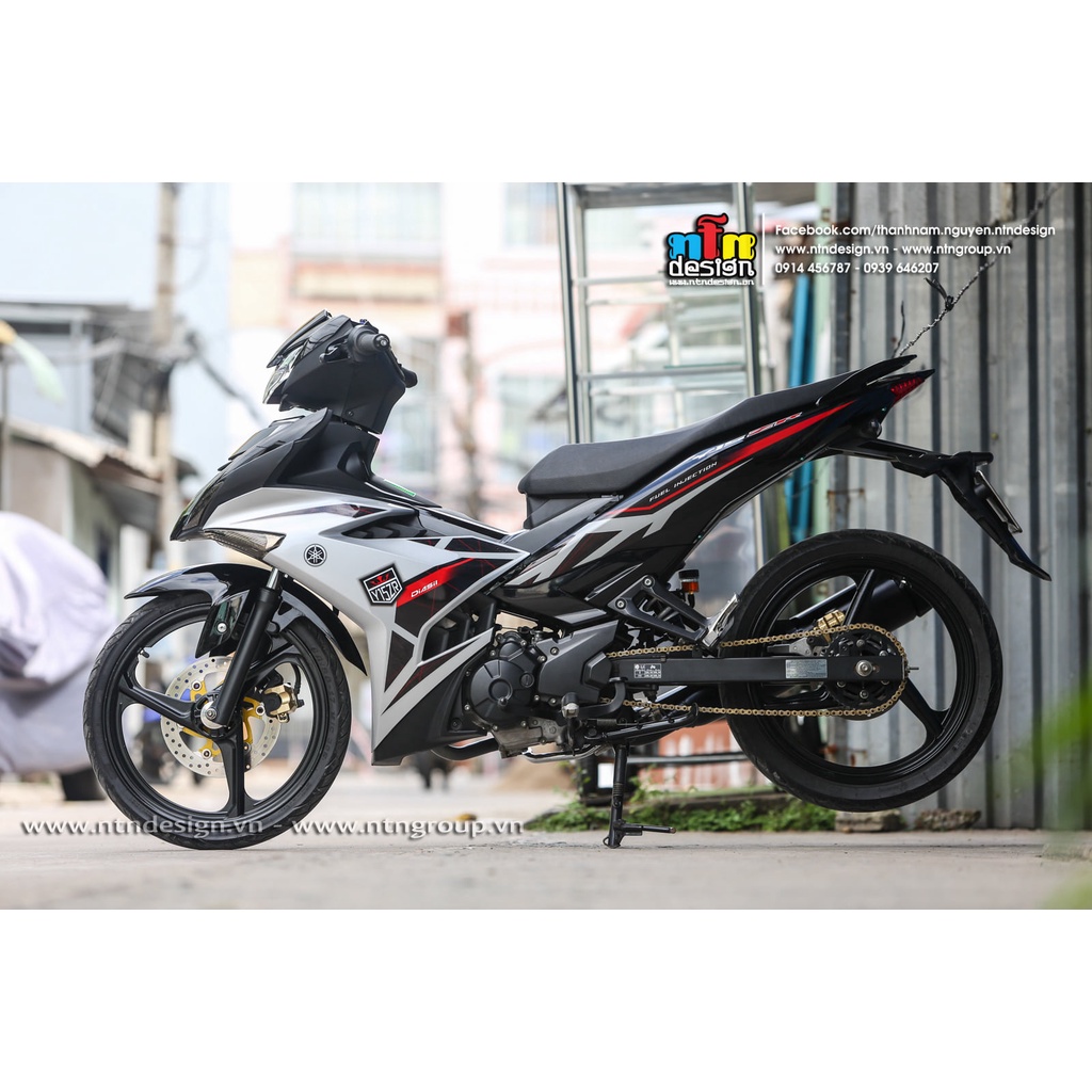 Tem Rời Dán Xe Exciter 150 Mẫu Y15ZR 2021 Bạc Đen Cực Chất, Hàng 3 Lớp Chất Lượng Cao