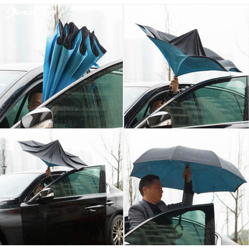 Dù Gấp Ngược Chống Vương Nước Vào Oto, Sàn Nhà - Ô Mở Ngược 2 Lớp Chống Thấm