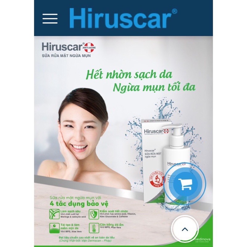Sữa rửa mặt ngừa mụn Hiruscar cleanser - Sạch nhờn , không khô da