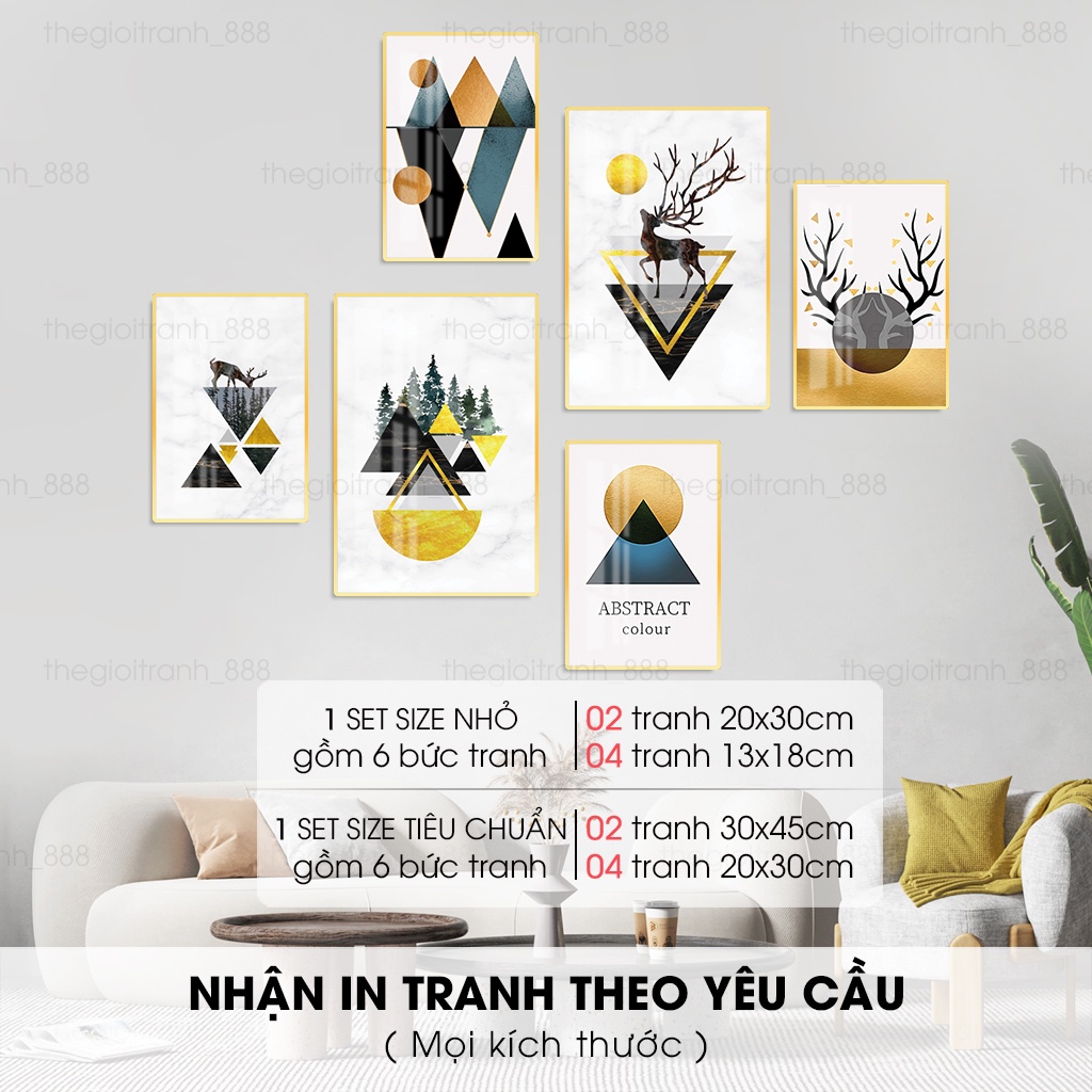 Tranh Treo Tường Decor, Tranh Tráng Gương Treo Tường theo set gồm 5-6 bức giúp căn nhà của bạn thêm hiện đại | 888