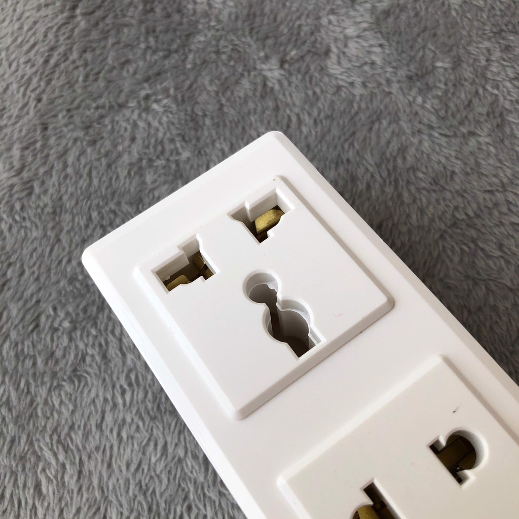 Ổ cắm điện 3 lỗ chịu tải cao 2500W cao cấp Điện Quang ĐQ 002A  dây 2m, 5m, màu trắng