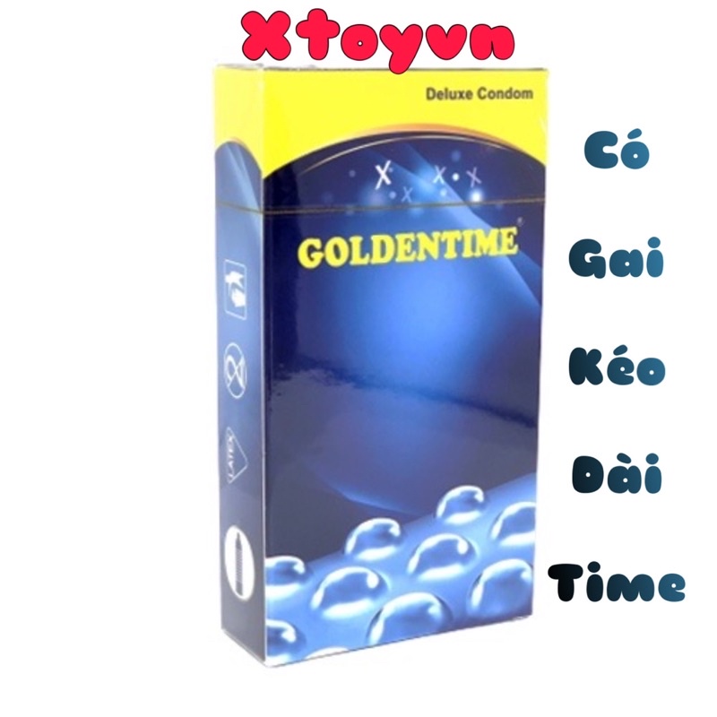 Bao Cao Su GoldenTime Xanh Có Gai Kéo Dài Thời Gian - Hộp 10 Bcs