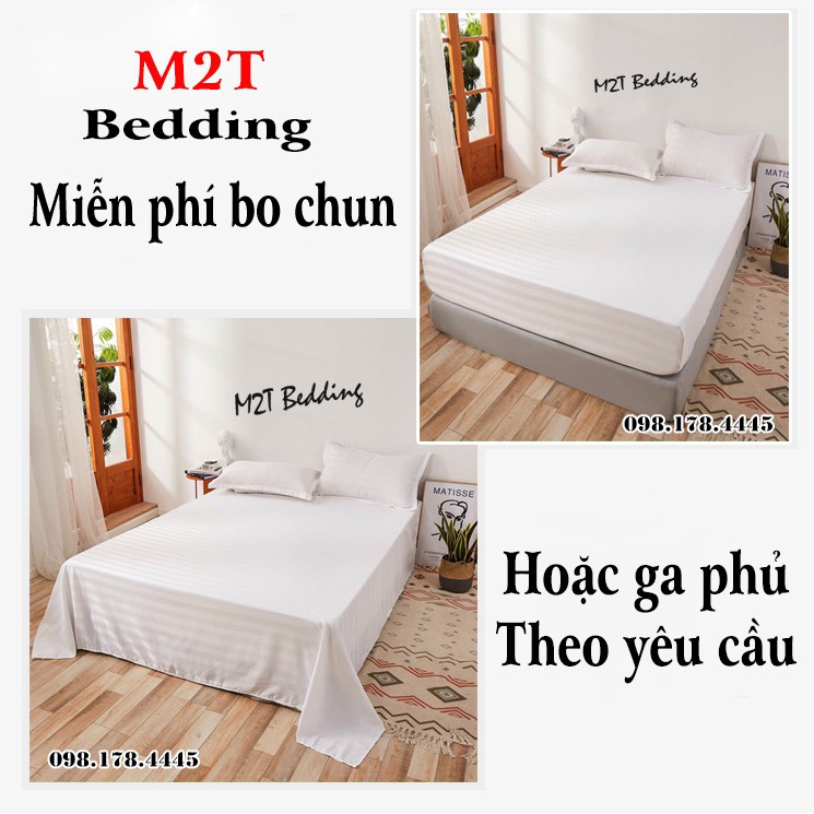 Bộ ga giường và vỏ gối Cotton 3F M2T Bedding ga gối cotton Khách Sạn, Nhà Nghỉ, Homestay chuyên dùng