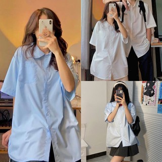 Sơ mi tay lỡ, áo sơ mi học sinh cổ sen ulzzang Hàn Quốc (video ảnh thật) - SM10FG