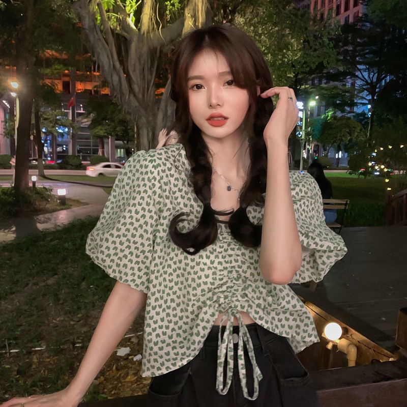 Áo Sơ Mi Tay Ngắn Cổ Chữ V Phong Cách Hàn Quốc Thời Trang Mùa Hè Mới Cho Nữ 2021