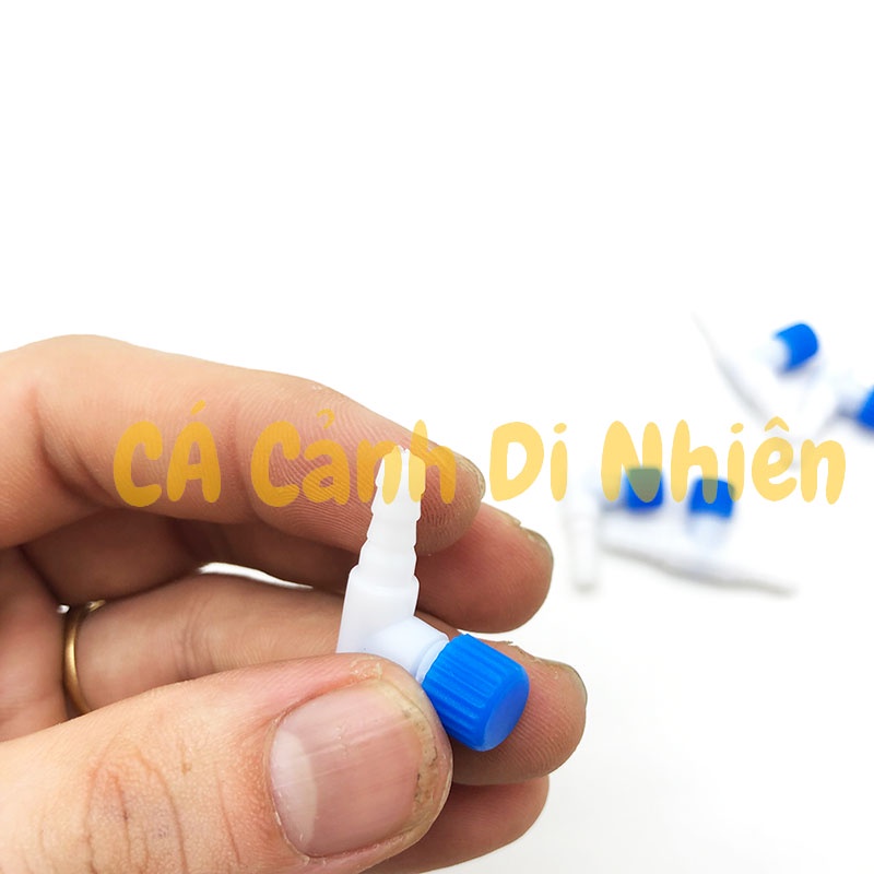 Van KHÓA DÂY oxy 2 ĐẦU TRẮNG XANH có ren tăng giảm lưu lượng oxy hồ cá cảnh