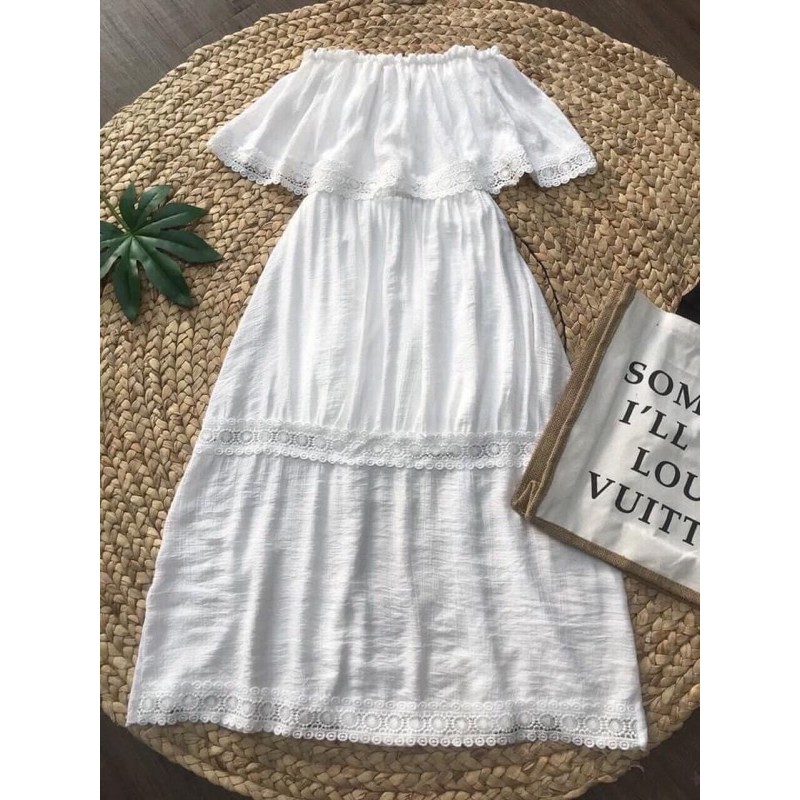 (CÓ SẴN)🌿ĐẦM MAXI TRẮNG TRỄ VAI ĐI BIỂN | BigBuy360 - bigbuy360.vn