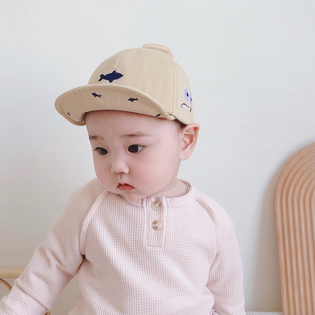 Mũ Lưỡi Trai Hình Chất Vải Xịn Họa Tiết Hình Cá Đáng Yêu Cho Bé 3 - 12 Tháng