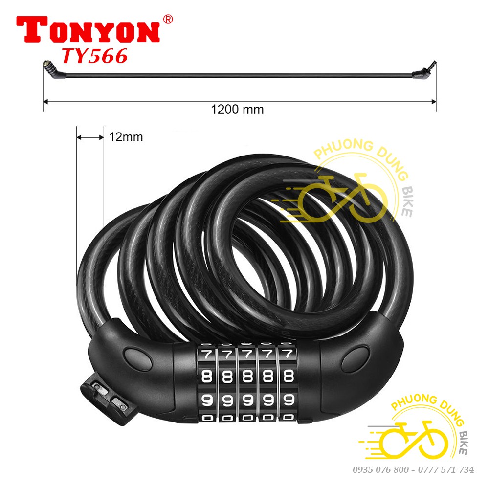 Dây khóa 5 số đổi mã xe đạp TONYON TY566