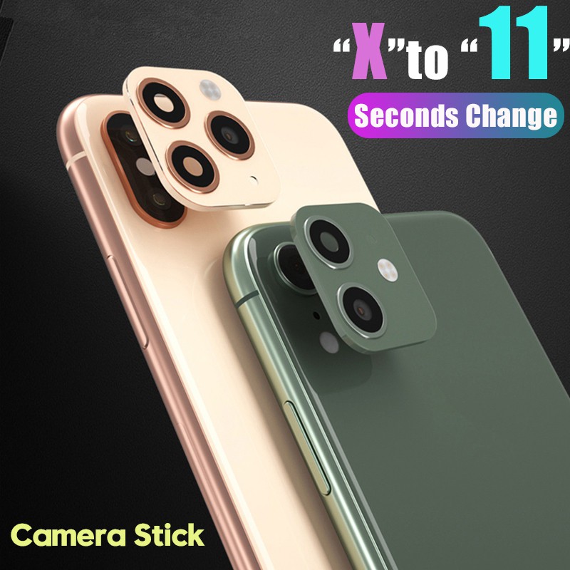 Miếng nhãn dán camera giả thứ hai mạ kim loại dành cho chuyển iPhone 11 Pro XR thành iPhone11 iPhone X XR XS MAX