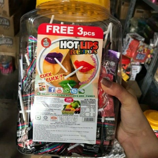 Lọ 120 chiếc kẹo mút hình môi tặng 3 chiếc