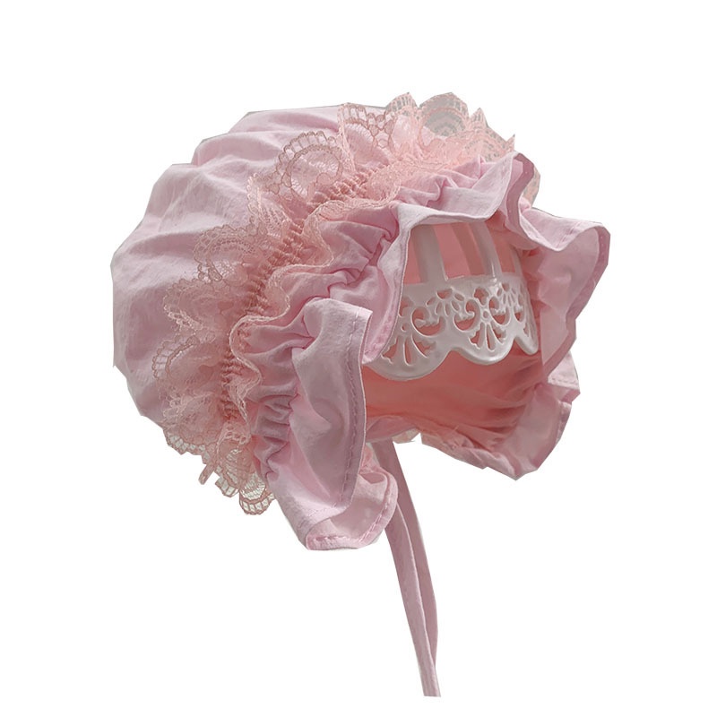 Mũ Beanie Mềm Mại Chống Gió Phối Ren Viền Bèo Dùng Làm Đạo Cụ Chụp Ảnh Cho Bé Gái Sơ Sinh
