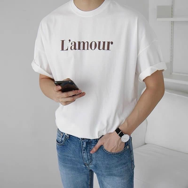 ÁO THUN TAY LỠ COTTON L’AMOUR FORM UNISEX (hình chụp thật)