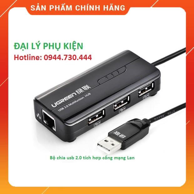 Cáp chuyển USB 2.0 sang lan + hub 3 cổng USB UGREEN 20264 dailyphukien