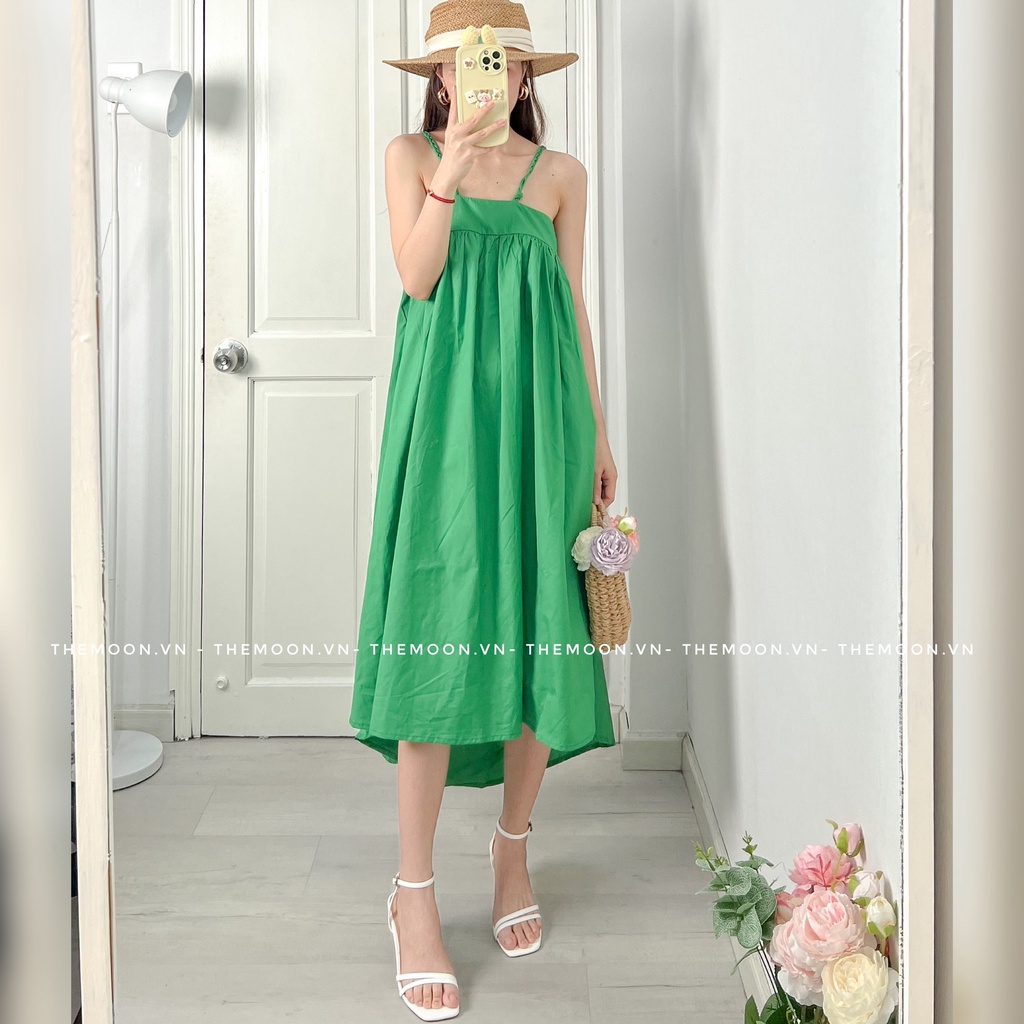 Đầm babydoll thô hai dây xòe rộng 3 màu mùa hè