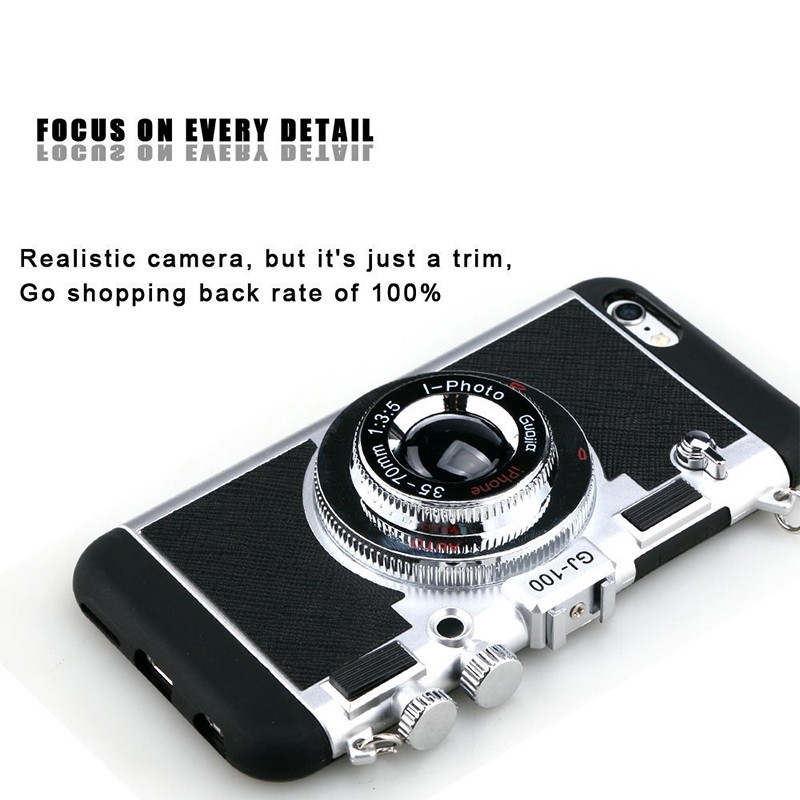 Emily in Paris 3D Design Retro Camera Cover Case For IPhone X XS XR SE 2020 11 PRO MAX 5 5S 6 6s 7 8 Plus Diagonal Phone Shell with Long Strap Rope