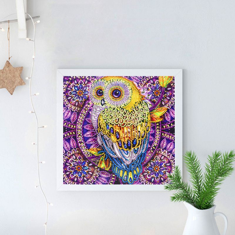 Bộ Tranh Đính Đá 5D Họa Tiết Cú Mèo Dễ Thương Độc Đáo DIY