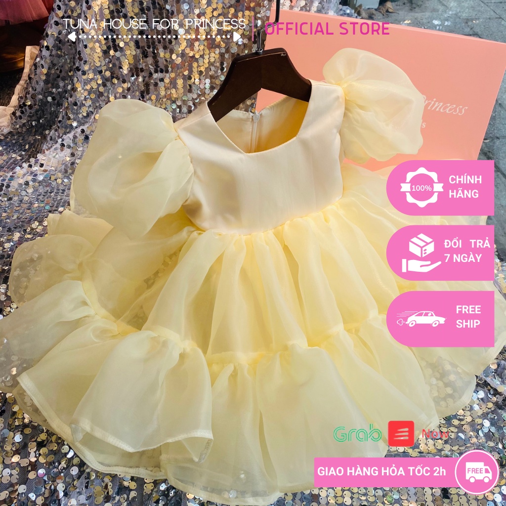 Váy đầm xoè công chúa thiết kế cho bé gái Fall tay bồng xinh xắn - Tuna House For Princess
