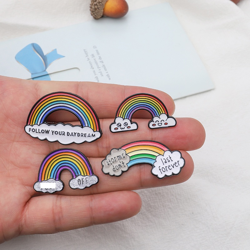 Ghim Cài Áo Hình Cầu Vồng Hoạt Hình Dễ Thương