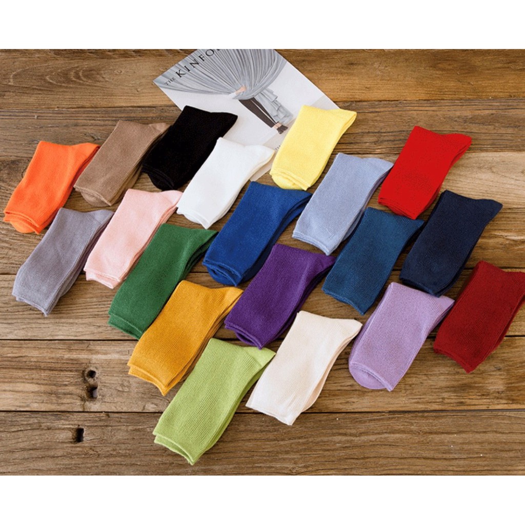Vớ Trơn Cao Chun Tất Trơn Dài Nhún Style Hàn Quốc Cotton Kháng Khuẩn Freesize Nam Nữ MRSOCKS - VC012