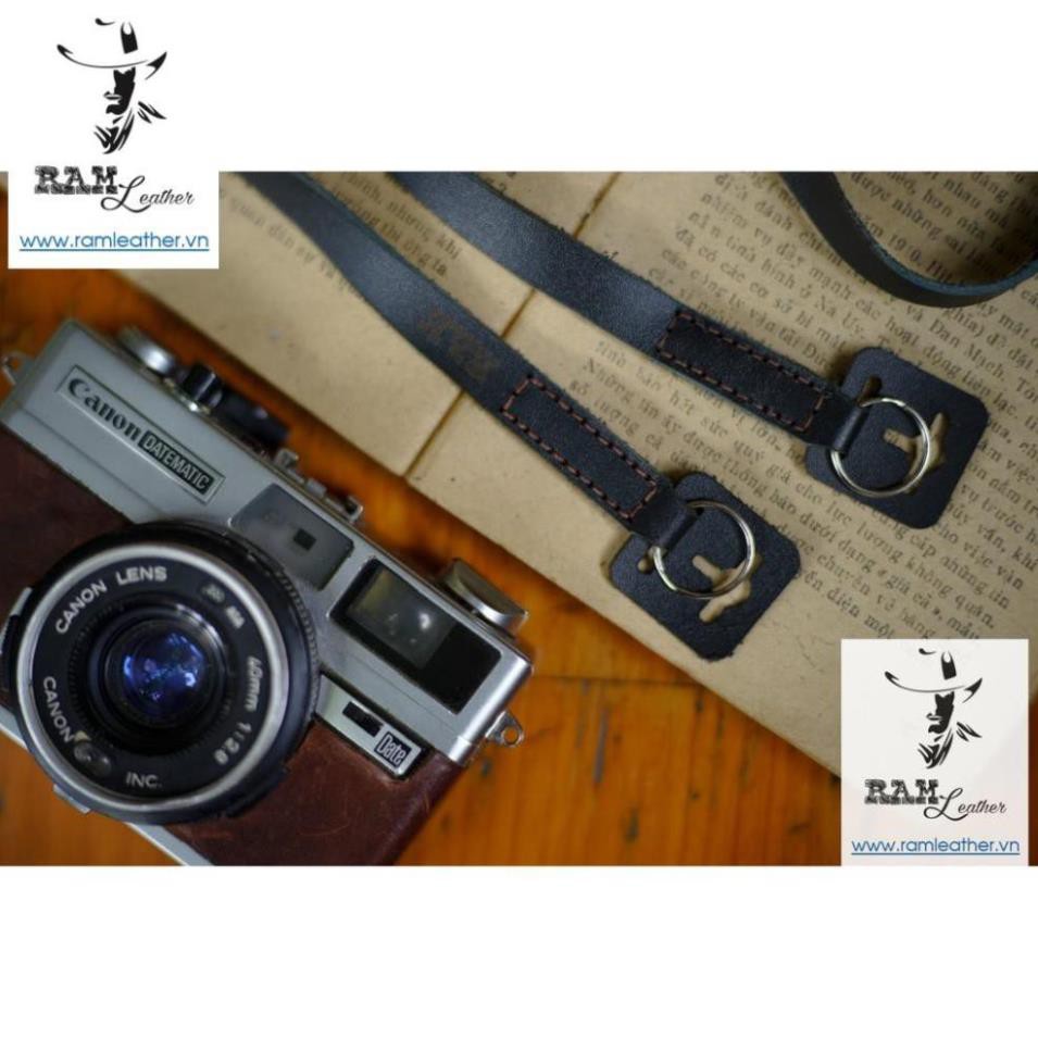 DÂY MÁY ẢNH DA BÒ THẬT MÀU ĐEN - RAM A2 BLACK CHỈ  - RAM LEATHER