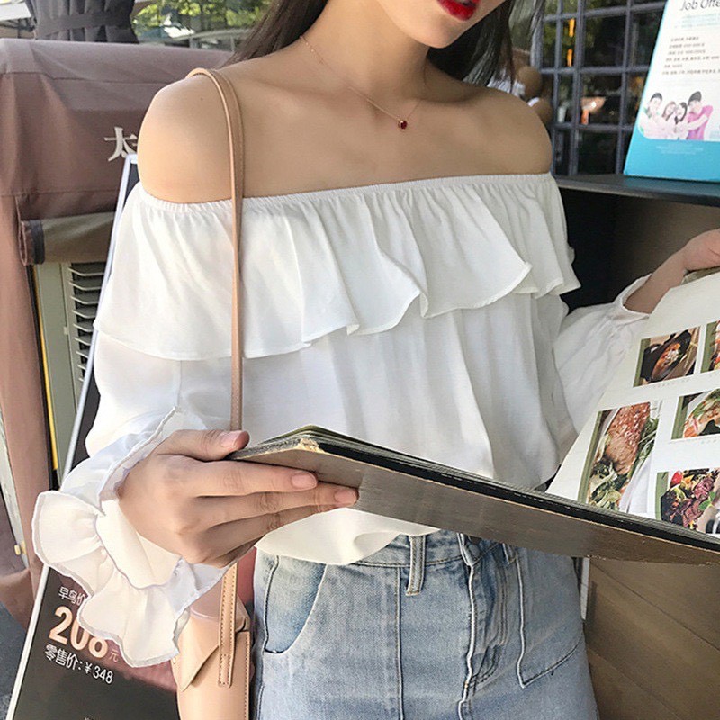 Áo babydoll trễ vai tay chun KA Closet chất von lụa mềm mát mịn, from áo cực chuẩn hàng đẹp, mẫu mới