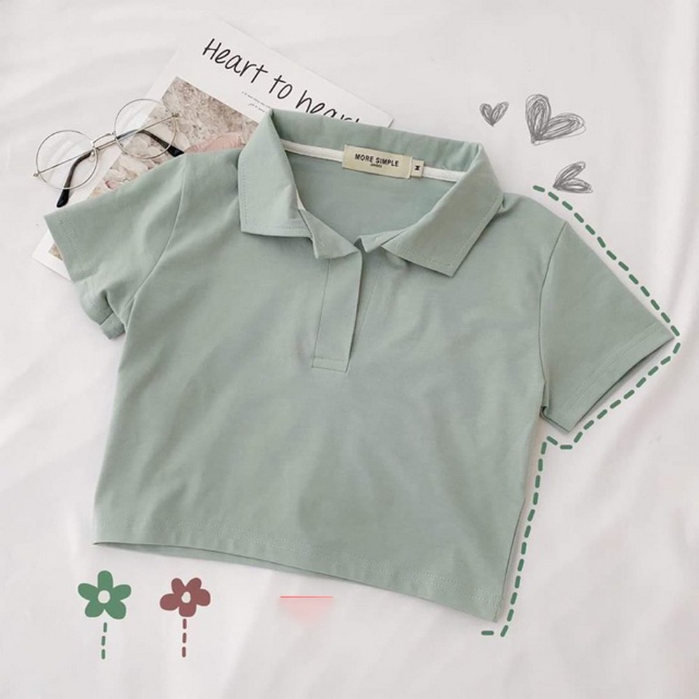 Áo croptop nữ body tay ngắn polo kiểu cổ vuống bigsize DUKO FASHION ACRT04