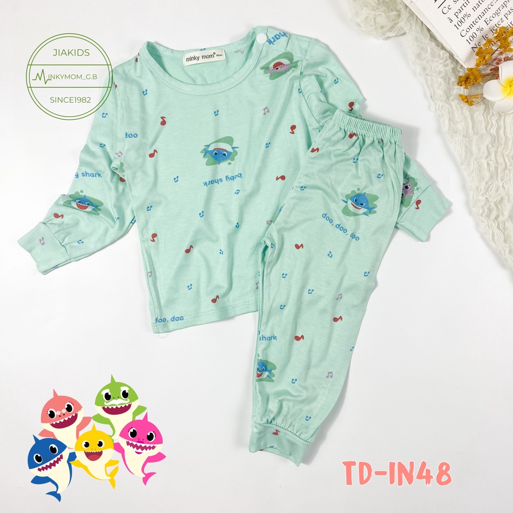 Bộ Dài Tay THUN LẠNH MINKY MOM Nút Vai In Hình Toàn Thân Cho Bé TD-IN48