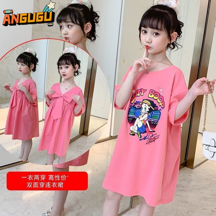 Đầm Thun Tay Ngắn Phong Cách Phương Tây Thời Trang Mùa Hè 2021 Cho Bé Gái Từ 1-2 Đến 3 Đến 4 Đến 5-6 - 7 Đến 8-9 - 10 Đến 11 Đến 12-13 Tuổi