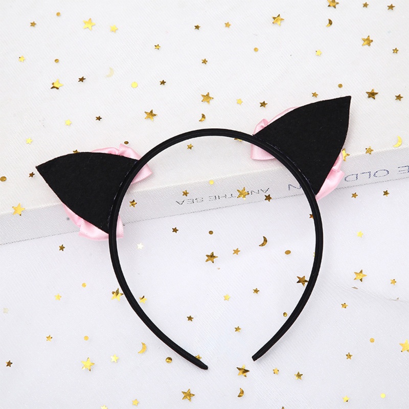 Băng Đô Cài Tóc Hình Tai Mèo Hoạt Hình Thắt Nơ Mới Lạ Cho Nữ