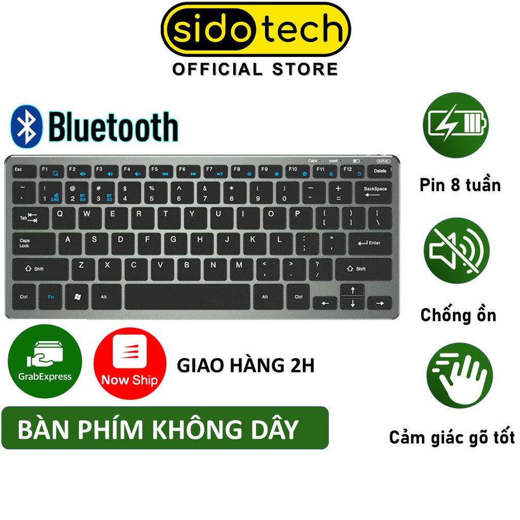 Bàn phím không dây bluetooth mini SIDOTECH Inphic V780B cho laptop macbook ipad điện thoại sạc pin 1 lần dùng 30 ngày | WebRaoVat - webraovat.net.vn