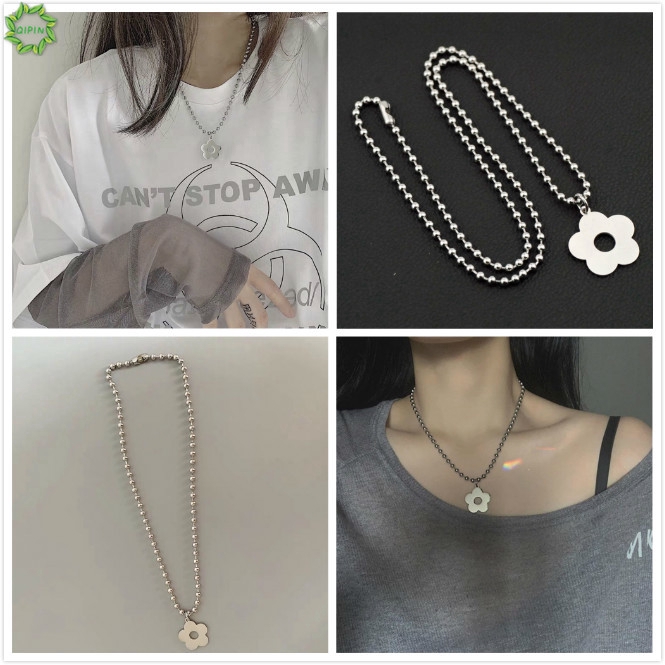 Dây chuyền choker đính hạt tròn nhỏ mặt hình bông hoa kiểu Hàn Quốc phong cách punk cá tính cho nữ | BigBuy360 - bigbuy360.vn