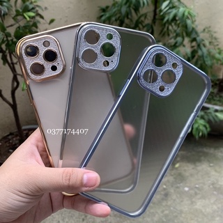 Ốp Sulada nhám camera đính đá cho iPhone 13, 13 Pro, 13 Pro Max,11, 12 Pro Max viền màu chống vân tay, bảo vệ camera