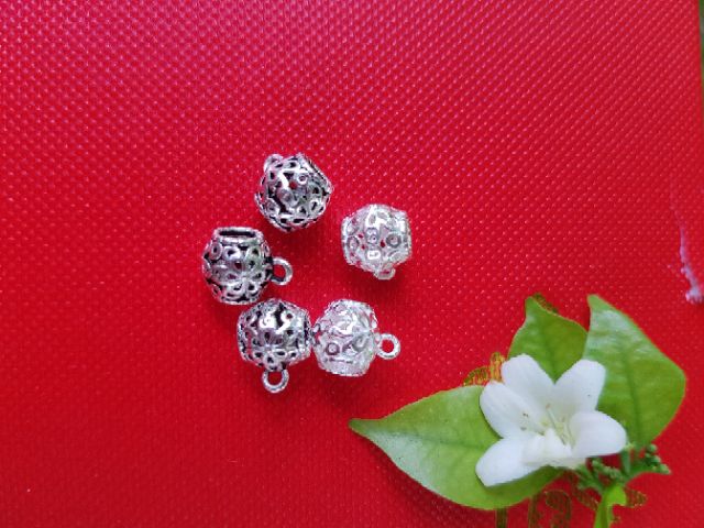 Charm bạc 925 ống xỏ treo hình hoa mai 7 x 5mm