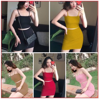 Set Đầm Body Sexy Thun Gân