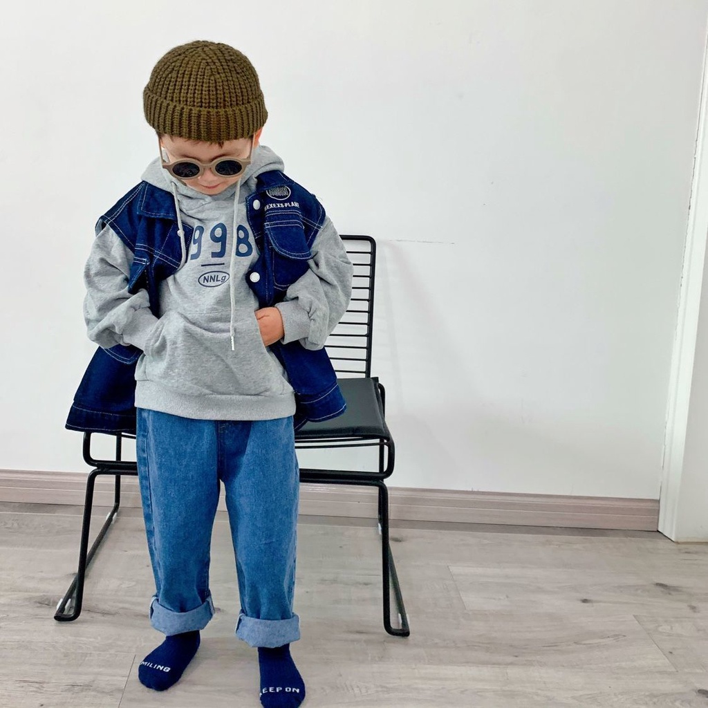 [Babycat Hàng Có Sẵn Hàng Có Sẵn Áo Hoodie Sweatshirt Cotton Dáng Rộng In Chữ Xiaowajia Đường Phố Hàn Quốc Thời Trang Thường Ngày Cho Trẻ Em