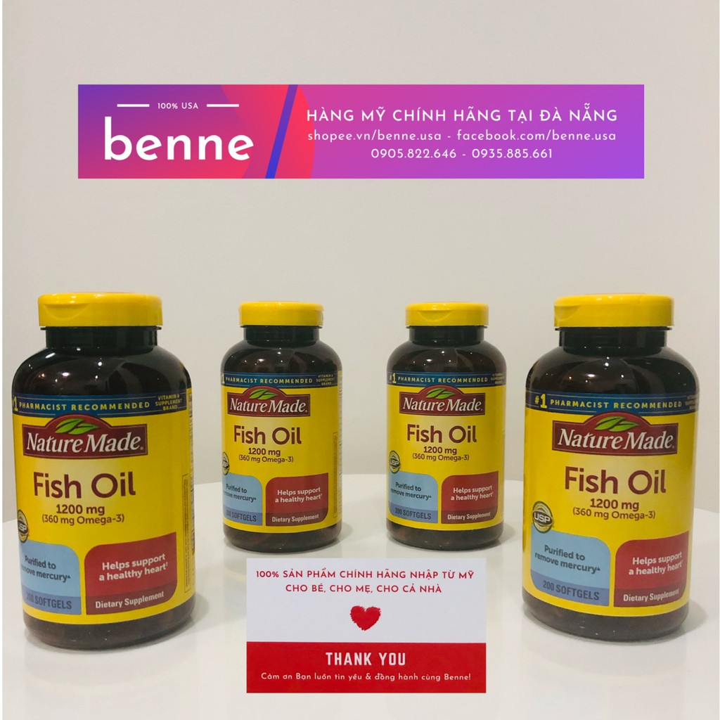 [🇺🇸Bill Mỹ, Hàng Air] Viên uống Dầu Cá của Mỹ Fish Oil Nature Made