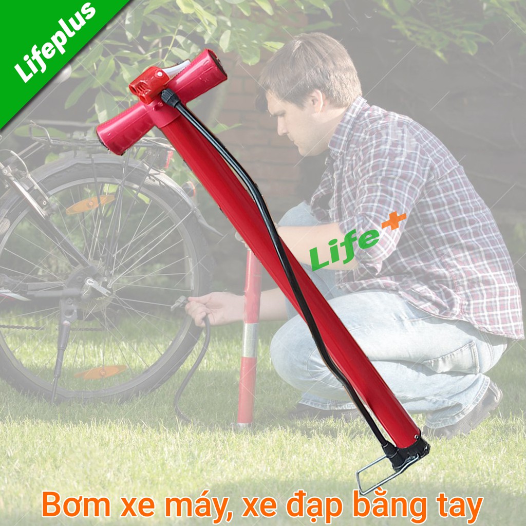 Bơm xe đạp xe máy bằng tay ống bơm Φ4x53cm màu đỏ