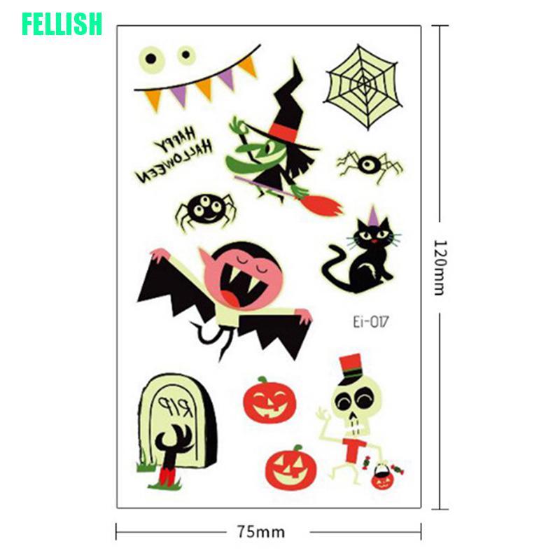 [Hàng mới về] Hình Xăm Dán Dạ Quang Họa Tiết Halloween Trang Trí Cơ Thể Độc Đáo