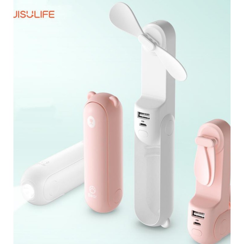 Quạt Đa năng Mini Bear cầm tay Jisulife F8  - Kiêm sạc pin 2000mAh, sử dụng liên tục lên tới 24h - Đèn pin tiện ích | BigBuy360 - bigbuy360.vn