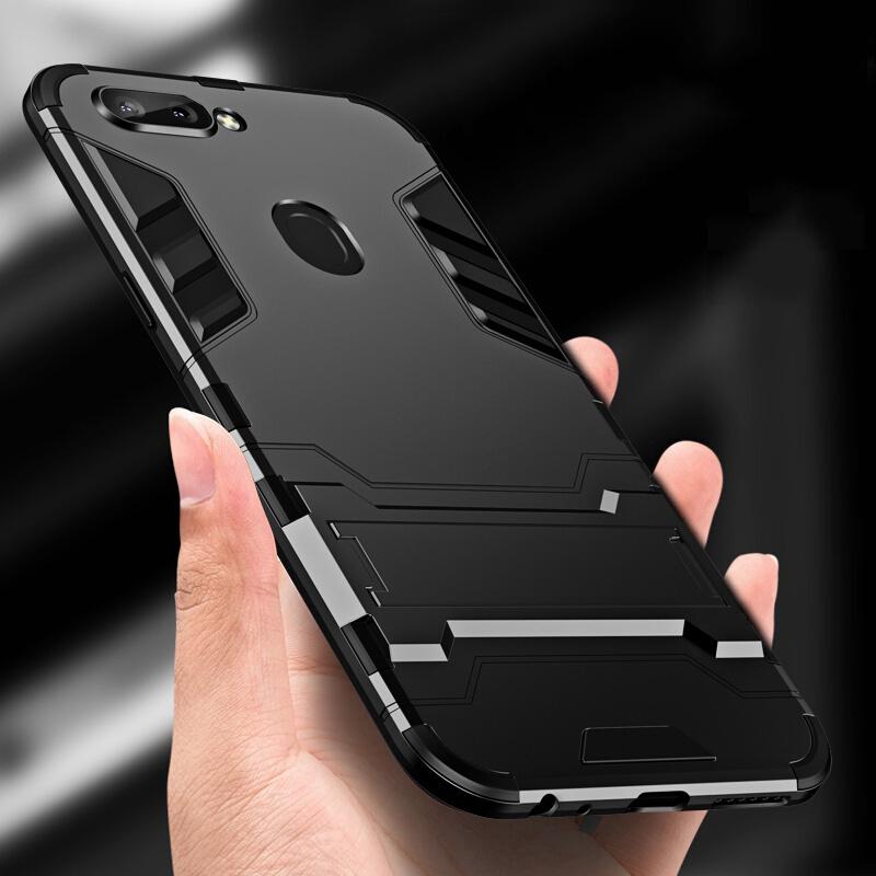 Ốp điện thoại hai lớp TPU+PC chống sốc có giá đứng cho OPPO F9 F9 Pro