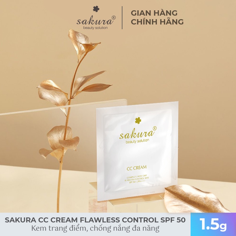 [Gift] Combo 5 gói Kem trang điểm đa năng Sakura Cc Cream Flawless Control 1.5g