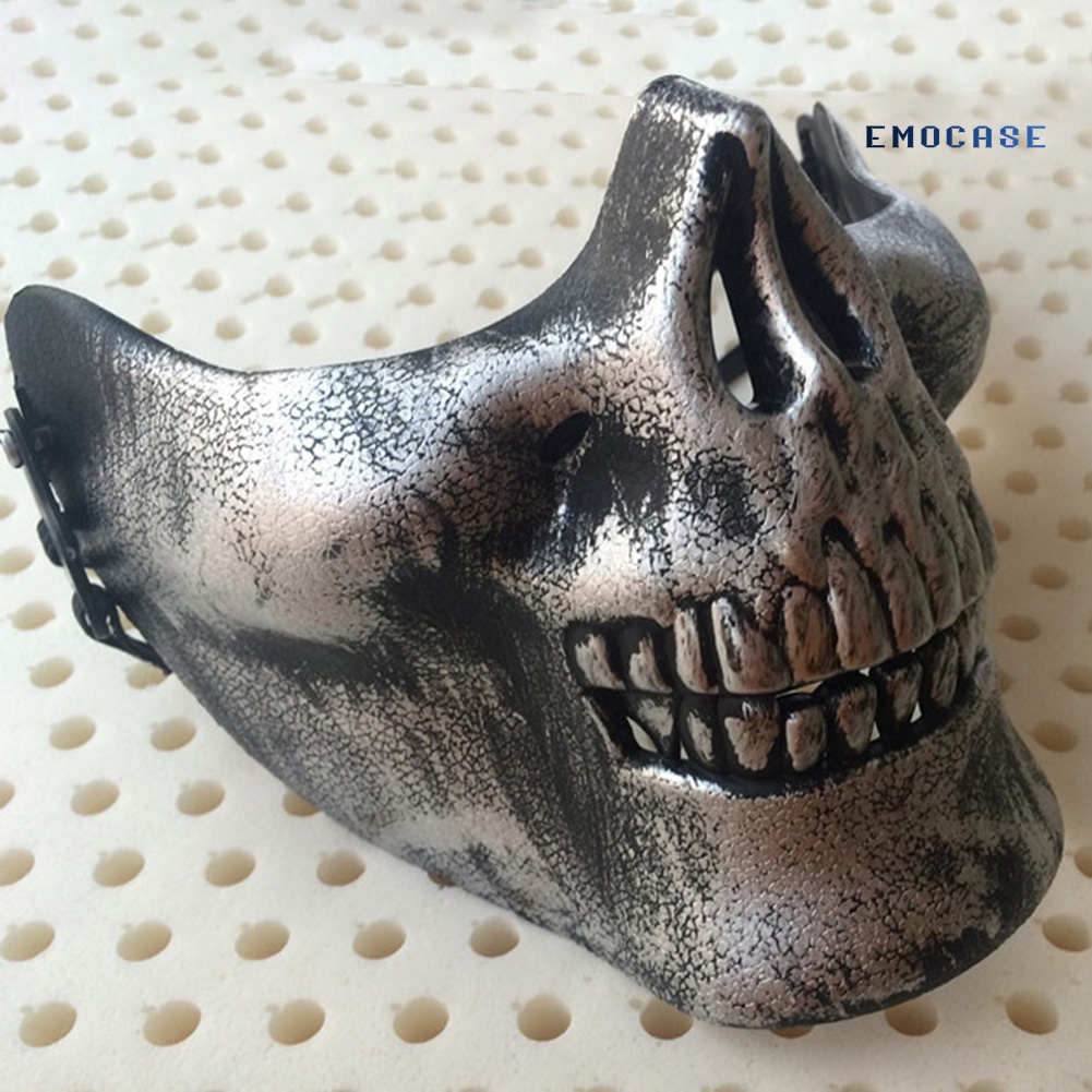 Mặt Nạ Nửa Mặt Hóa Trang Halloween Hình Đầu Lâu Kinh Dị