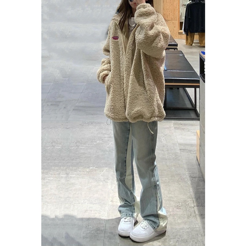 Thời Trang Quần jeans Ống Loe Thêu Hoa Phong Cách retro