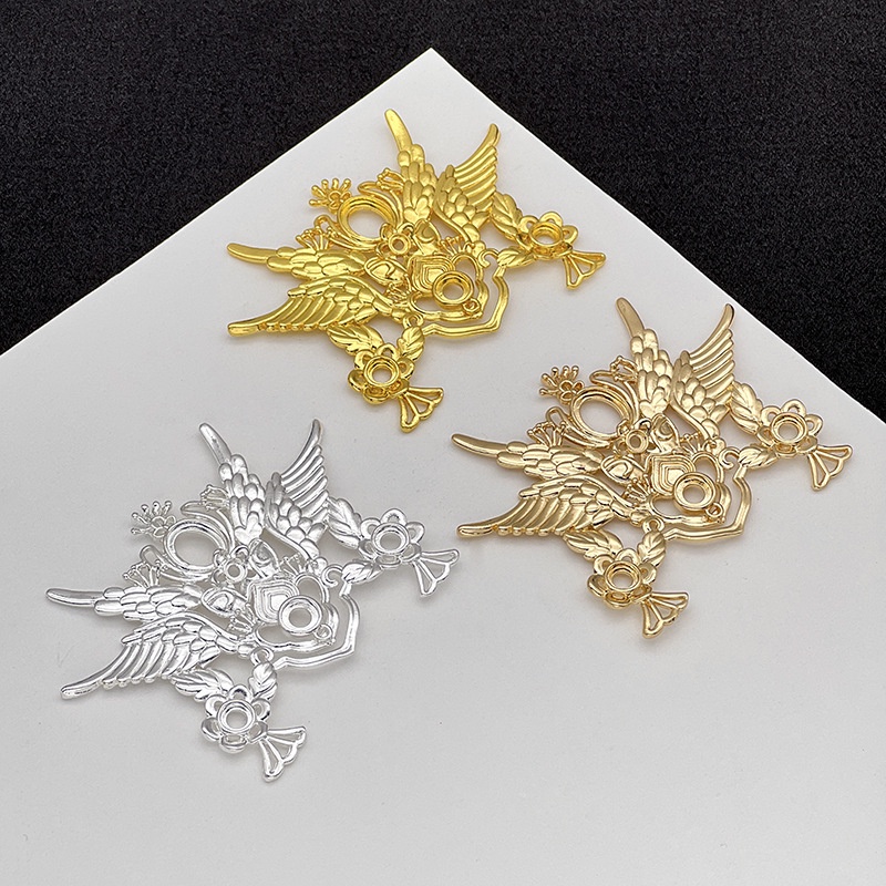 1 phiến đúc họa tiết cánh chim làm kim quan nguyên liệu làm trâm làm trang sức cố trang cosplay cổ phục có màu KC